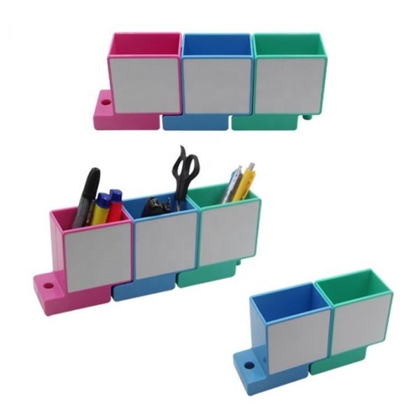 Blank Plastic Sublimation Pen Holder Custom Office Desk Pencil Container Brush Pot