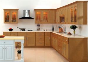 China Marble stone Countertop Solid Wood Kitchen Furniture , White Closeout Kitchen Cabinets wholesale