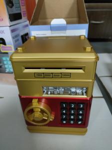 China 15x15x20cm Password Lock Piggy Bank ABS material golden blue color wholesale