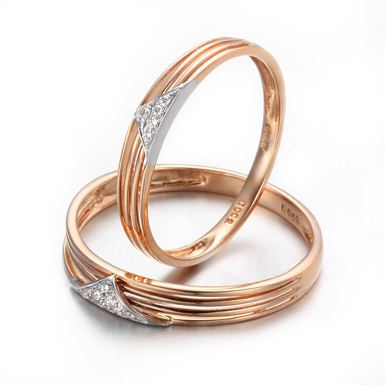 18K Rose Gold White Gold Diamonds Wedding Band Ring Couple Ring (GDR014)