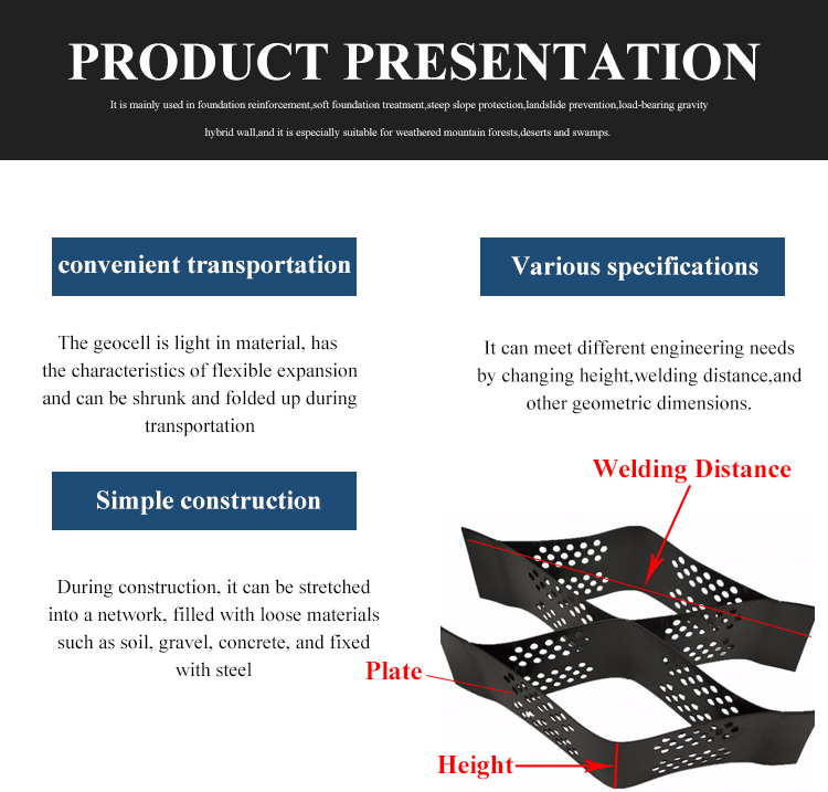 Light Material Geocell for Stable Anti-Skid and Higher Driveway Gravel Stabilization
