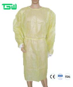 China Yellow Anti Bacteria PE Lamination Nonwoven Isolation Gown wholesale