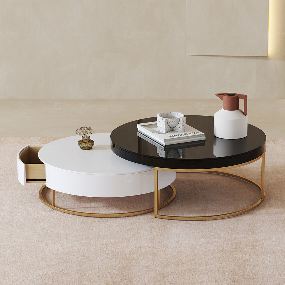 0.91m3 SS Coffee Table Sturdy Wood Top Home Tea Table