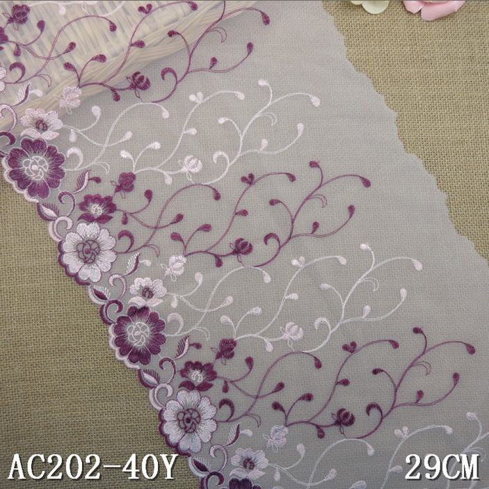 New Fashion Embroidery Lace Trimming with Pink Color/Red Color