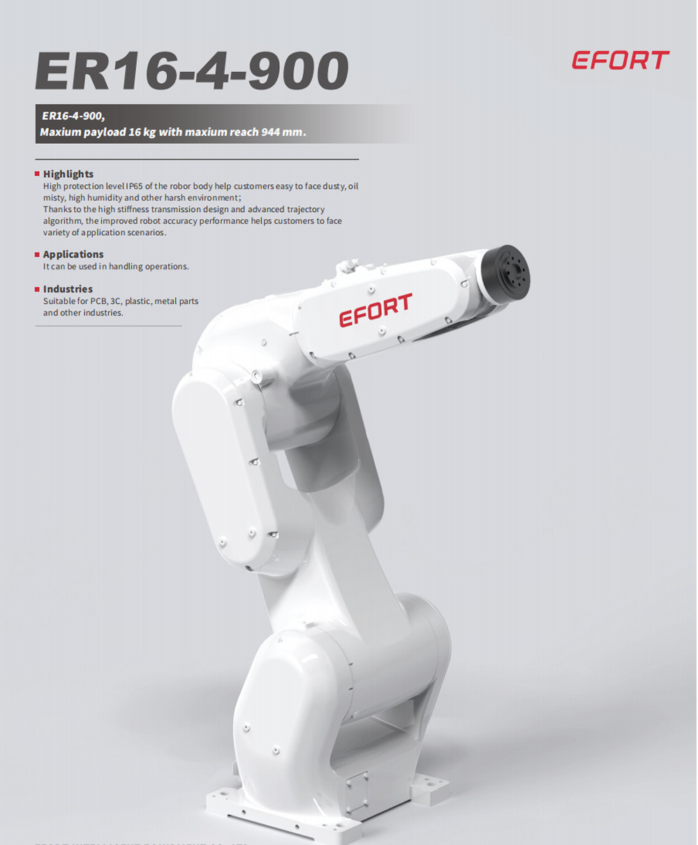 Desktop Robot In Handling Operations For For PCB 3C Plastic, Metal Parts ER16-4-900 With Payload 16kg Reach 944mm