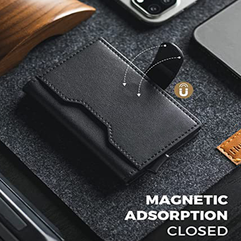 Low MOQ Mix Models Men's Metal Pop Up Wallet with Large Capacity and RFID Protection