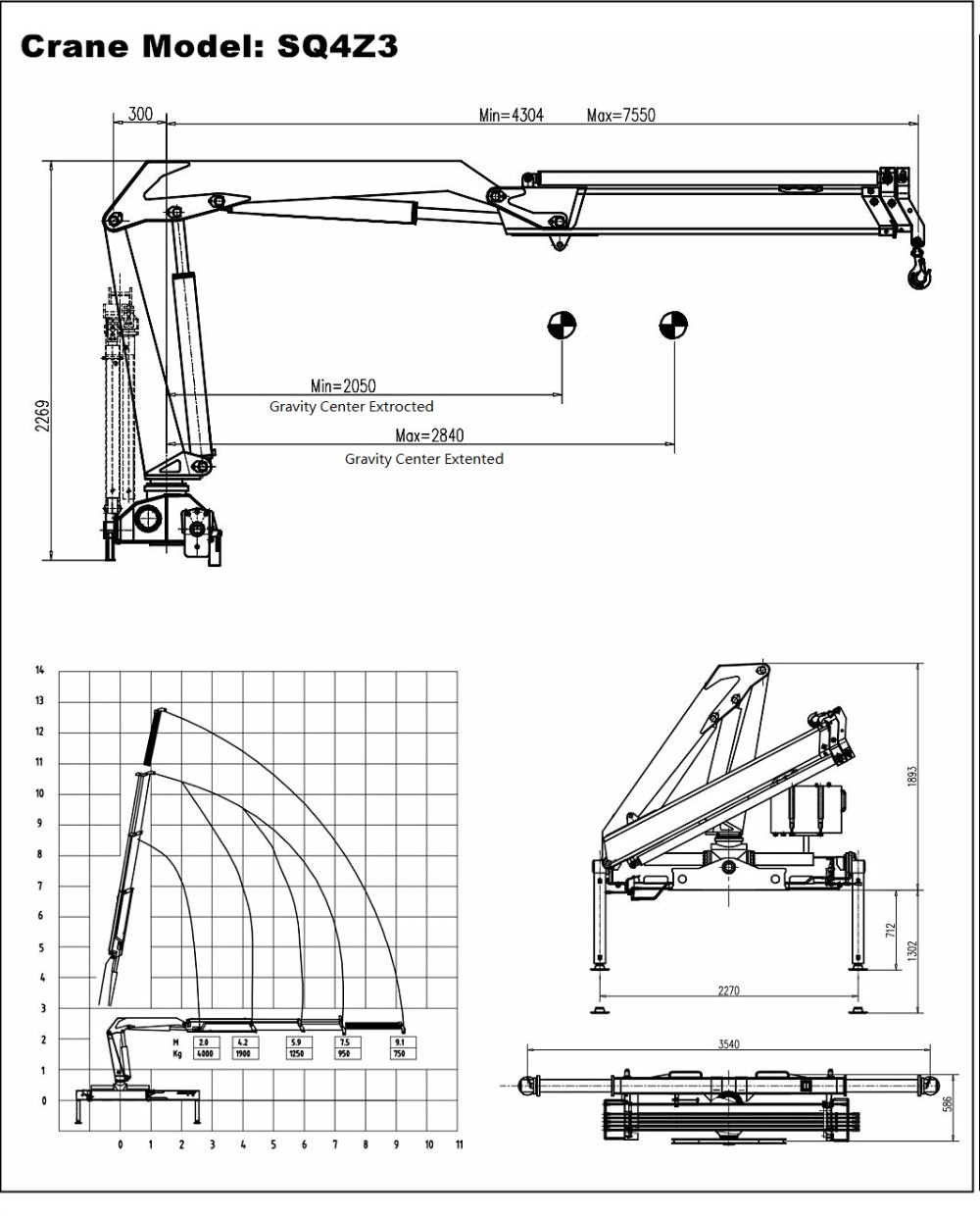Hydraulic Mobile Mini Knuckle Folding Boom Crane Lorry Truck Mounted Crane 4 Ton