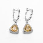 OEM 925 Sterling Silver Gemstone Earrings Citrine Earrings Rhodium Plated