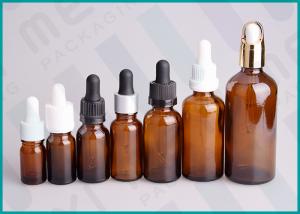 China 5ml - 100ml Amber Dropper Bottles , Cosmetic Essential Oil Dropper Bottle wholesale