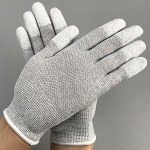 China CE White Grey Lint Free 22.5cm ESD Antistatic Gloves wholesale