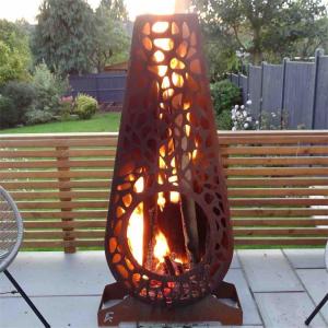 China Laser Cutting Decorative Garden Metal Fireplace Corten Steel Chiminea Firepit wholesale