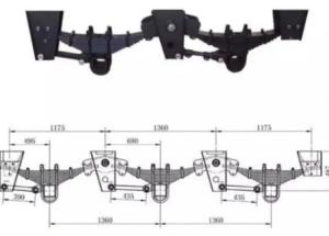 China Tandem Dual Axle Trailer Suspension Blue 150mm 785 Kg Types 1360 MM wholesale