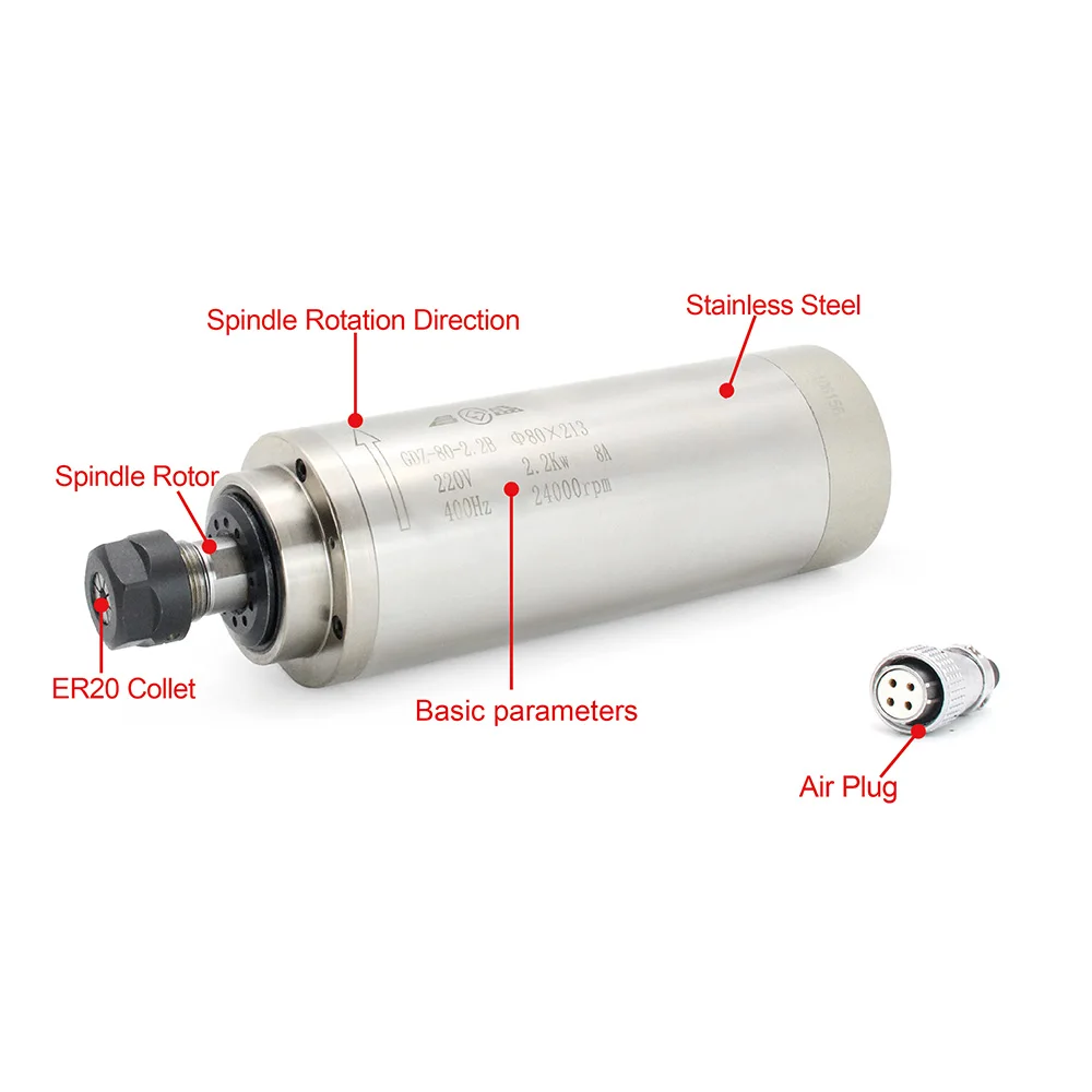 CNC Water Cooling VFD Spindle Kit 2.2kw 24000RPM With Water Pump