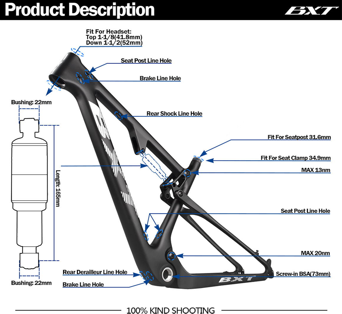 Mtb 29er Carbon Full Suspension Frame Disc Brake Boost XC Type