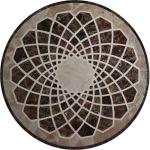 Emperador Flower Mosaic Tile Wall Art , Round Outdoor Mosaic Art Projects