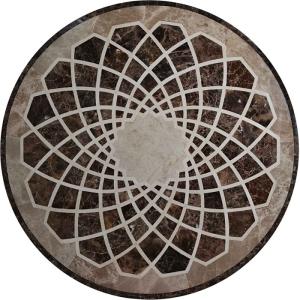 China Emperador Flower Mosaic Tile Wall Art , Round Outdoor Mosaic Art Projects wholesale