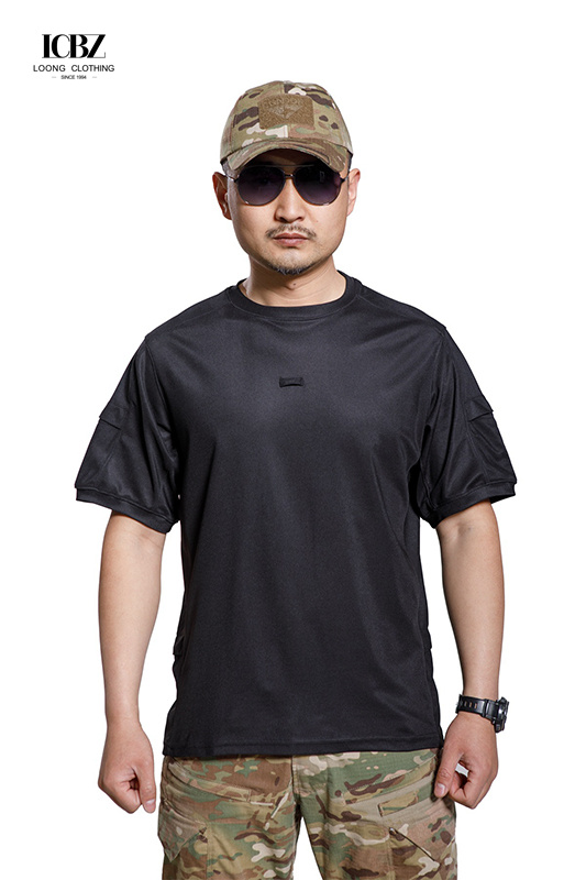 Woodland Camouflage Active Training T-Shirts for Men Custom Logo Quick Dry Material