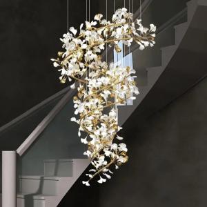China Ceiling Mounted Contemporary Staircase Gingko Chandelier OEM wholesale