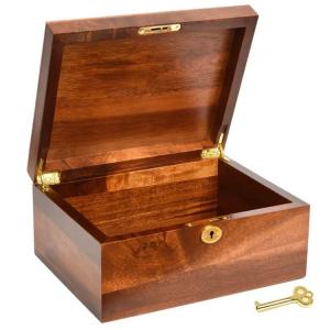 China Newest Acacia Wood Decorative Storage Boxes Wooden Jewelry Box Wooden Box with Hinged Lid wholesale