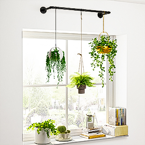 Sturdy Wall Mounted Hanging Plant Stand with 38.2 inches long and 7.9 inches deep Rod