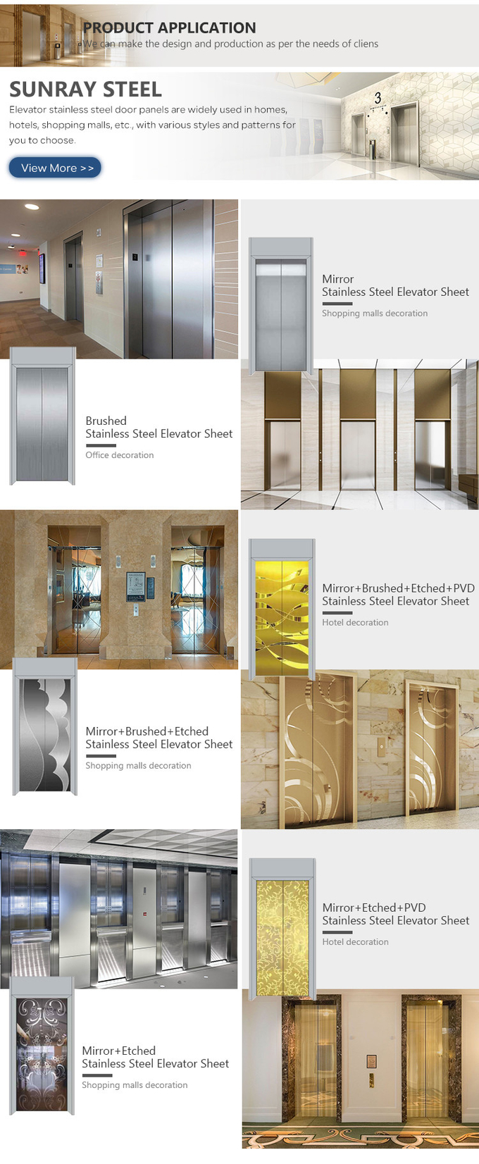 Customized Hairline Ss Sheet Embossed Finish Elevator Stainless Steel Sheet