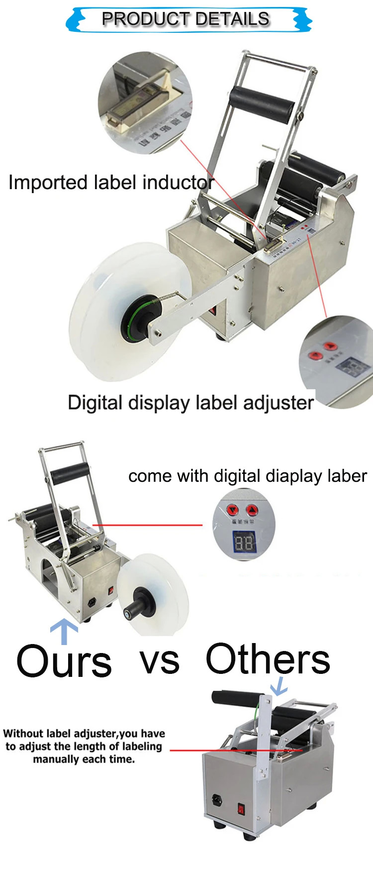 Hand Pressed Round Bottle Labeling Machine Semi Automatic 220V