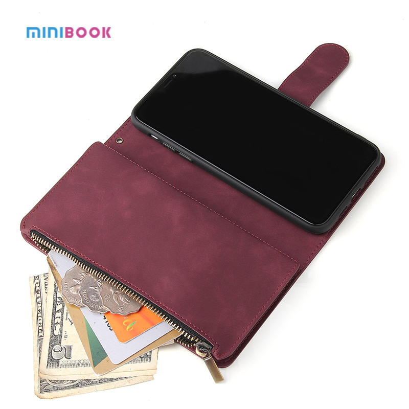 Genuine Leather Wallet Stand Phone Case For iPhone Xs Max With Credit Card Holder 15*0.8*7.5cm