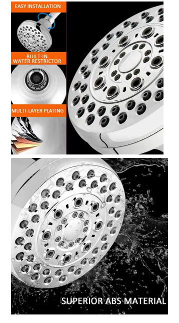 Chrome Finished Multi-Function Shower Head For High Pressure Water Saving In Bathroom