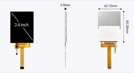 2.4 Inch IPS TFT LCD Display with 300 Nit Brightness 800:1 Contrast Ratio and -20~70℃ Operating Temperature