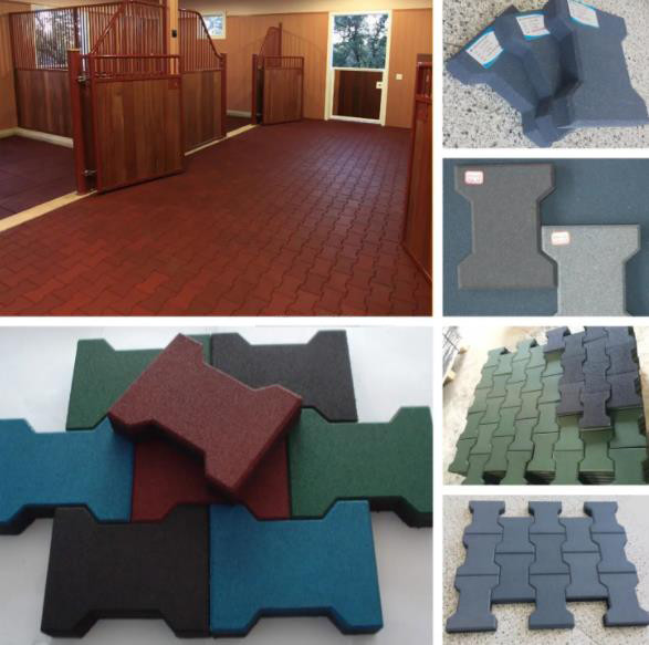 outdoor rubber brick,bone shape rubber tile anti slip surface
