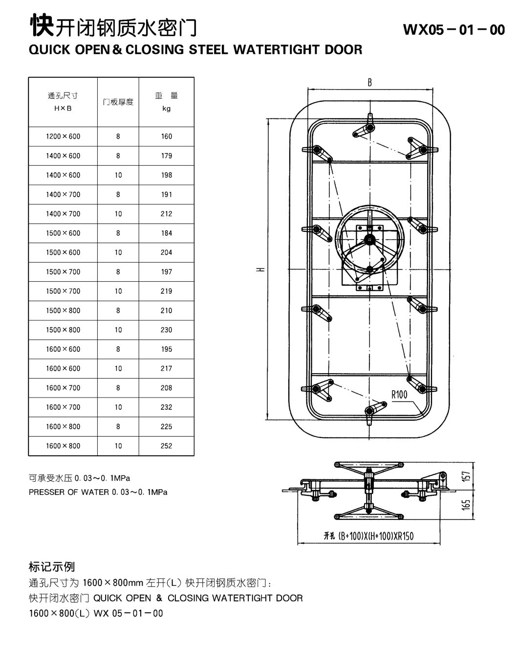 Fire-Proof Steel Watertight Door for Ship