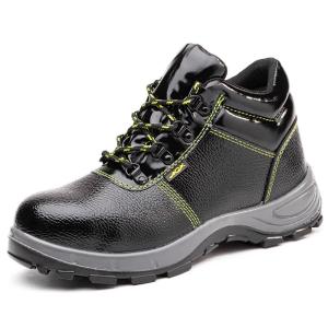 China Lightweight Construction Safety Shoes Black Real Leather Boots Unisex wholesale