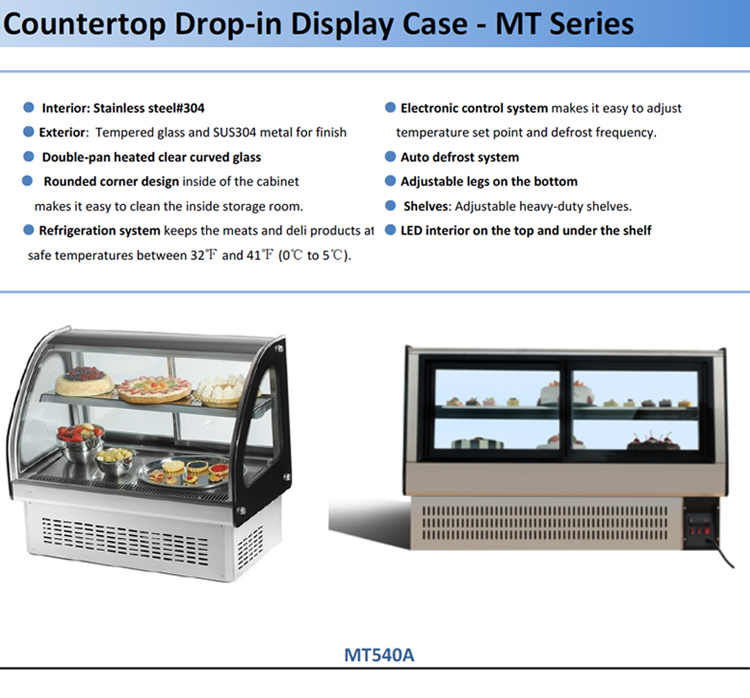 3.3CU.FT Countertop Curved Glass Refrigerated Bakery Dessert Display Case Cooler