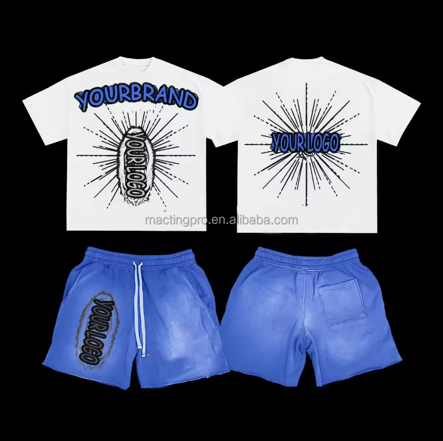 Custom Men's Vintage Washed Graphic Tank Top and Sweat Shorts Set with Digital Print