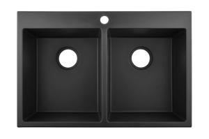 China 30 Inch 50/50 Black Double Bowl Drop-in Granite/Quartz Composite Sink wholesale