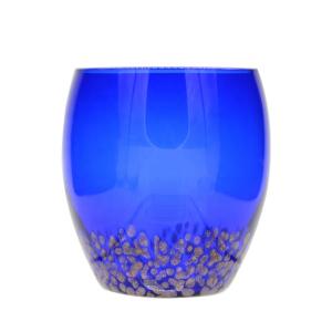 China Solid Cobalt Blue Whisky Tumbler Glass With Golden Stone wholesale