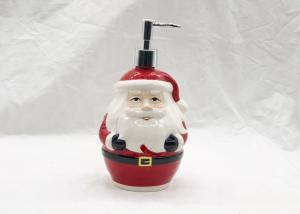China Daily Care Ceramic Bathroom Set Santa Christmas Soap Lotion Dispenser Pump Foam Pump Bottle wholesale