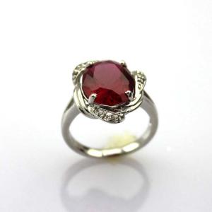 China Sterling Silver Ring 10mmx12mm Oval Garnet Cubic Zircon (R209) wholesale