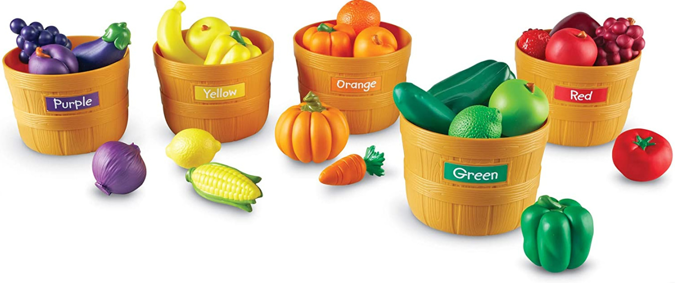 Unisex Children's Day Five Color Bucket Vegetable Soft Gum Fruit Set Kitchen Food Puzzle Toy Gift