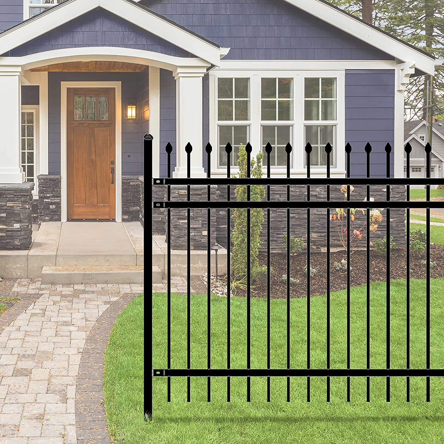 8ft Residential Iron Wrought Fence Commercial Garden Metal Privacy Screen Fence