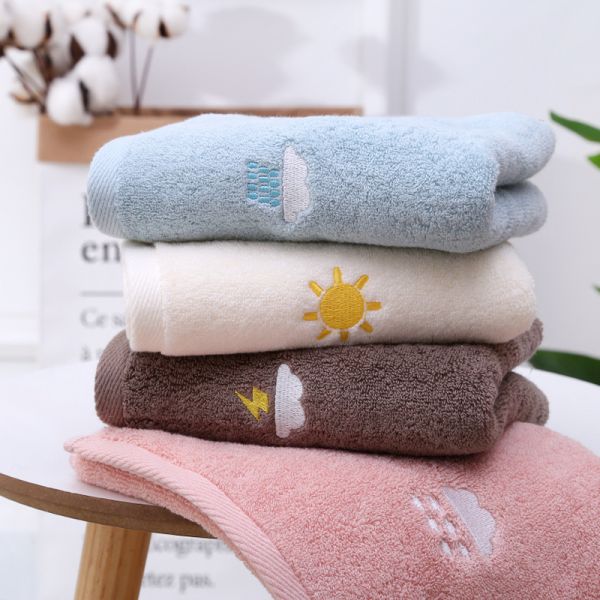 All-aged Customized Size Embroidery Logo Cotton Towel For Men Women Soft Thickened Towels SOLID COLOR