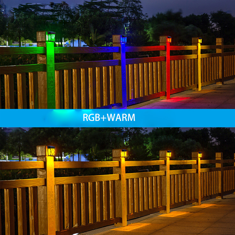RGB Solar Fence Lights Colored Waterproof Outdoor Solar Wall Lantern for Outdoor IP65 40000 Hours