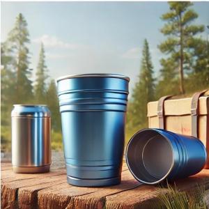China Dishwasher Safe 16oz Metallic Blue Aluminum Camping Cup Lightweight Durable Aluminum Insulated Cup Reusable Aluminum Cups For Outdoor Use Lightweight wholesale