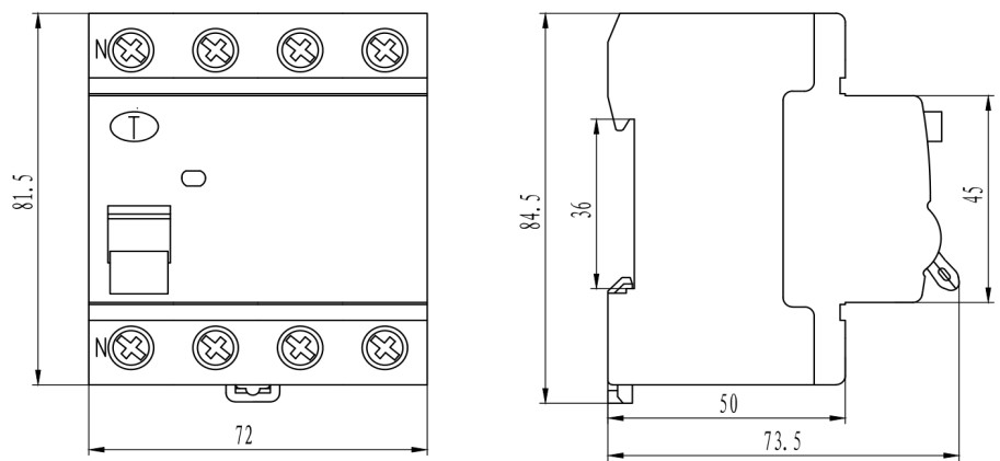 VFL001 Residual Current Device RCD Type AC Type A Type ASi 10kA 4kV Rated Short Circuit Capacity