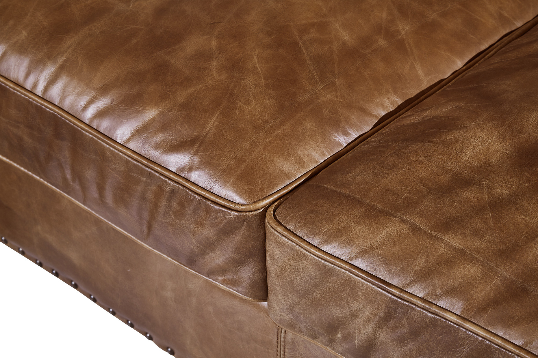 Solid Wood Legs Supper Soft Leather Sofa High Density Foam / Sponge S Shape Spring