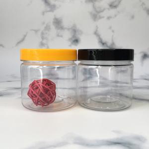 China Clear Plastic Round Bottom Powder Jars With Aluminum Lids wholesale