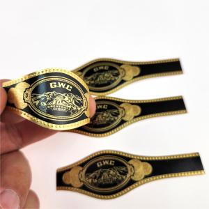 China Black Golden Custom Cigar Band Printing Stickers Embossed Gold Foil Band Label Sticker wholesale