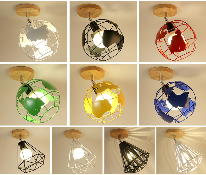 E27 Led Ceiling Light Industrial Nordic Modern Ceiling Lamp for Living Room Bedroom Decor Wood Cube Earth Lamp(WH-WA-58)