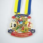Carnival Clubs Zinc Alloy Gold Plated Medals Soft Enamel Colored With Ribbon