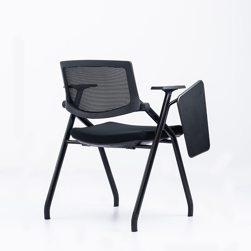 Stainless Steel Stackable Conference Tablet Chair with Fabric Padding and Writing Tablet